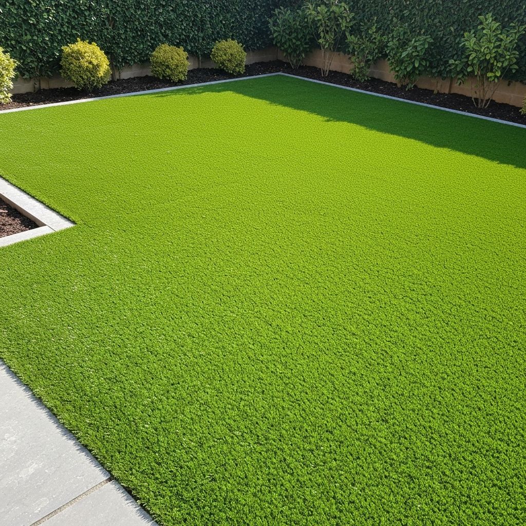 Perfect artificial lawn installation in a residential garden